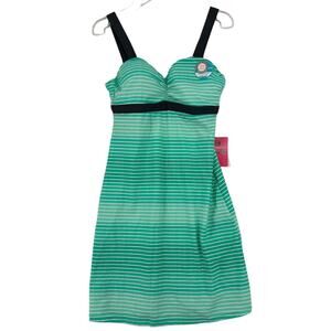 Free Country Dress Size S Aqua Stripe Sea to Shore Sundress Underwire Cups